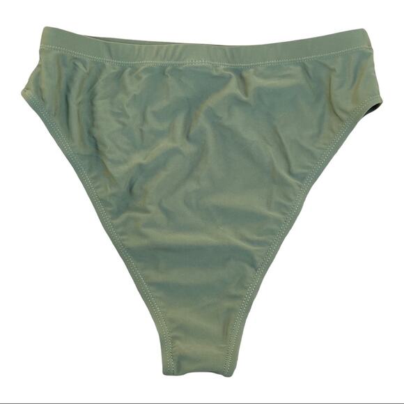 Olive Green High Cut High Waist Cheeky Bikini Bottom Bathing Suit Small NWOT - Picture 4 of 8